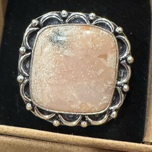 Sterling Silver elegant Orange/Cream Ring